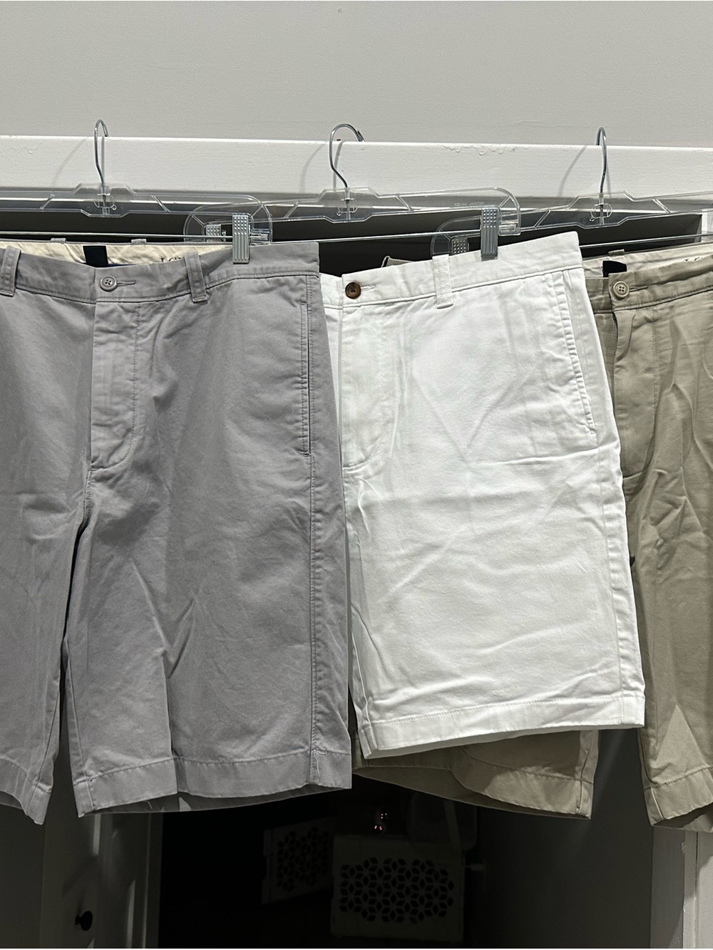 Men's Classic Cotton Shorts - White, Tan and Light Gray